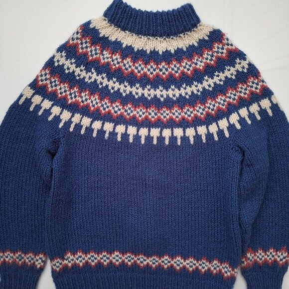 Handknit Blue Pink & White Fair Isle Sweater - Picture 2 of 6